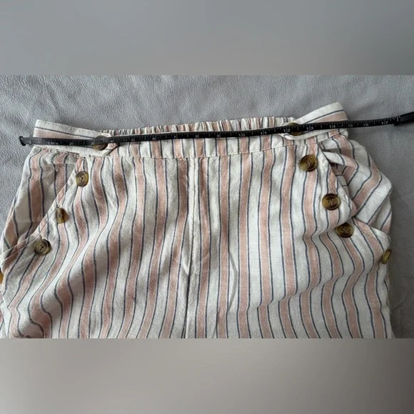 American Eagle Striped Wide Leg Linen/Cotton Blend Crop Pants NWT L - Picture 7 of 8